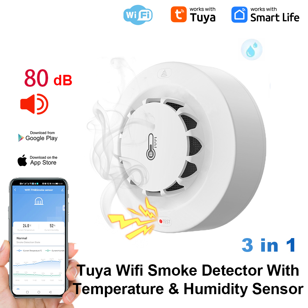 Home Security With Alarm - Sensor Suhu dan Kelembapan WiFi Tuya,