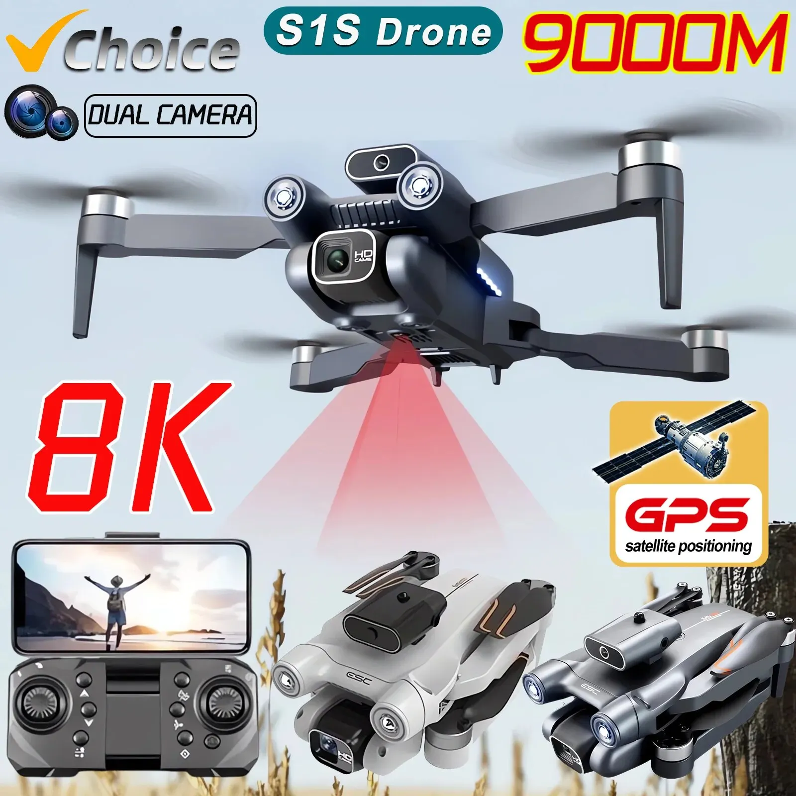 Home Security Cameras Outdoor - S1S Drone kamera GPS 5G 8K