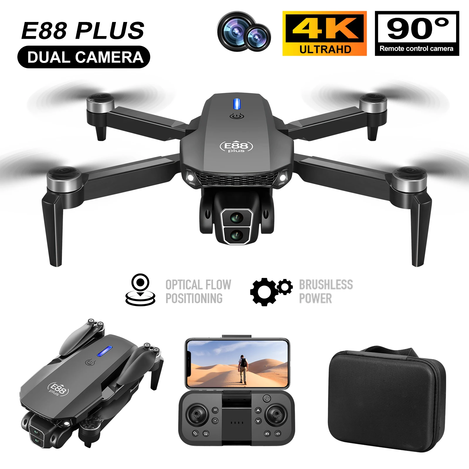 Drone Quadcopter E88 Plus baru - Home Security Cameras Outdoor ulasan dan harga