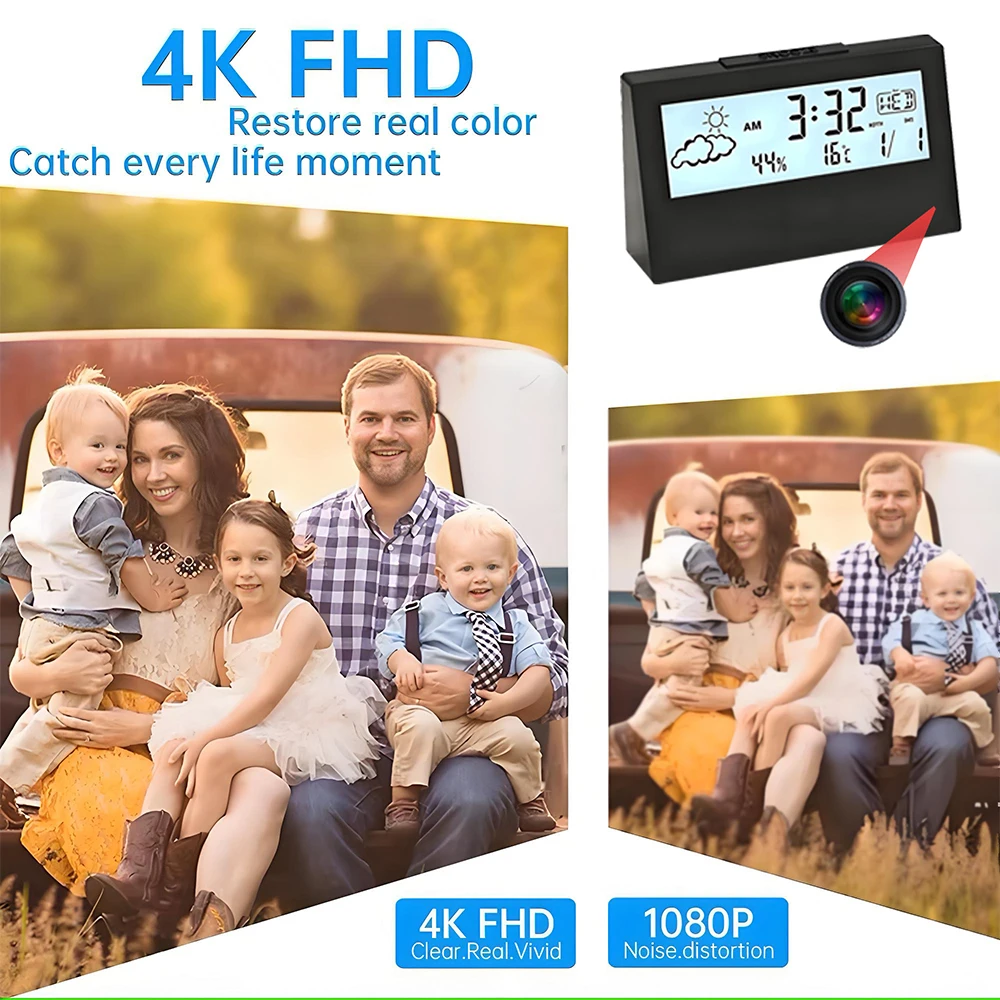 Kamera Jam WiFi 4K dengan Dete - Home Security Prices ulasan dan harga